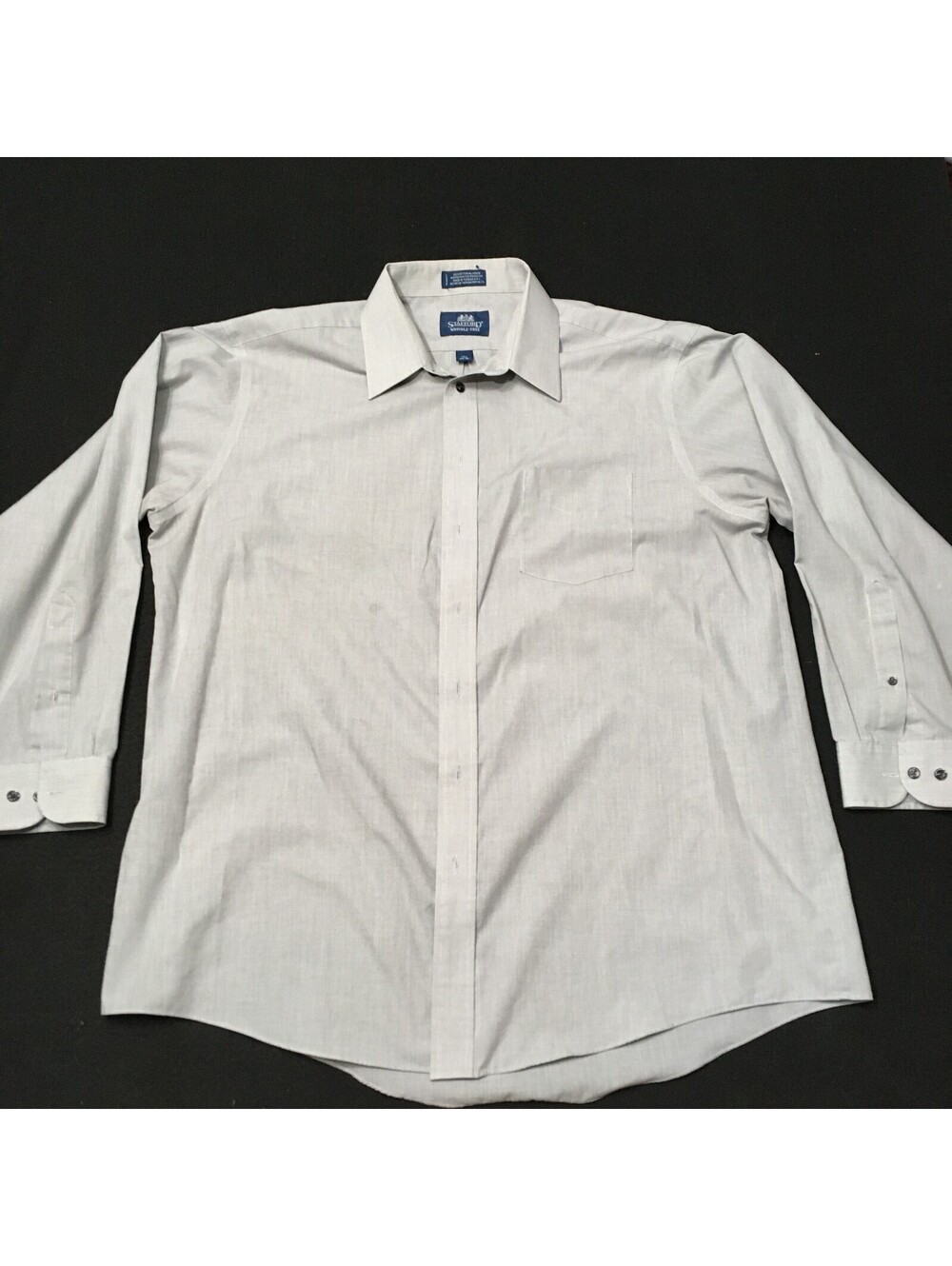 Stafford WRINKLE FREE Shirt Mens 17.5 34/35 GRAY Excellent Wrinkle Free Button